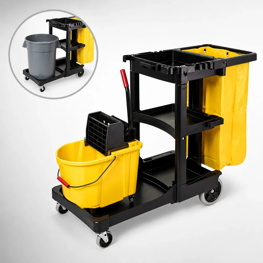 Rubbermaid Cleaning Cart — With Caddies & Waste Bags
