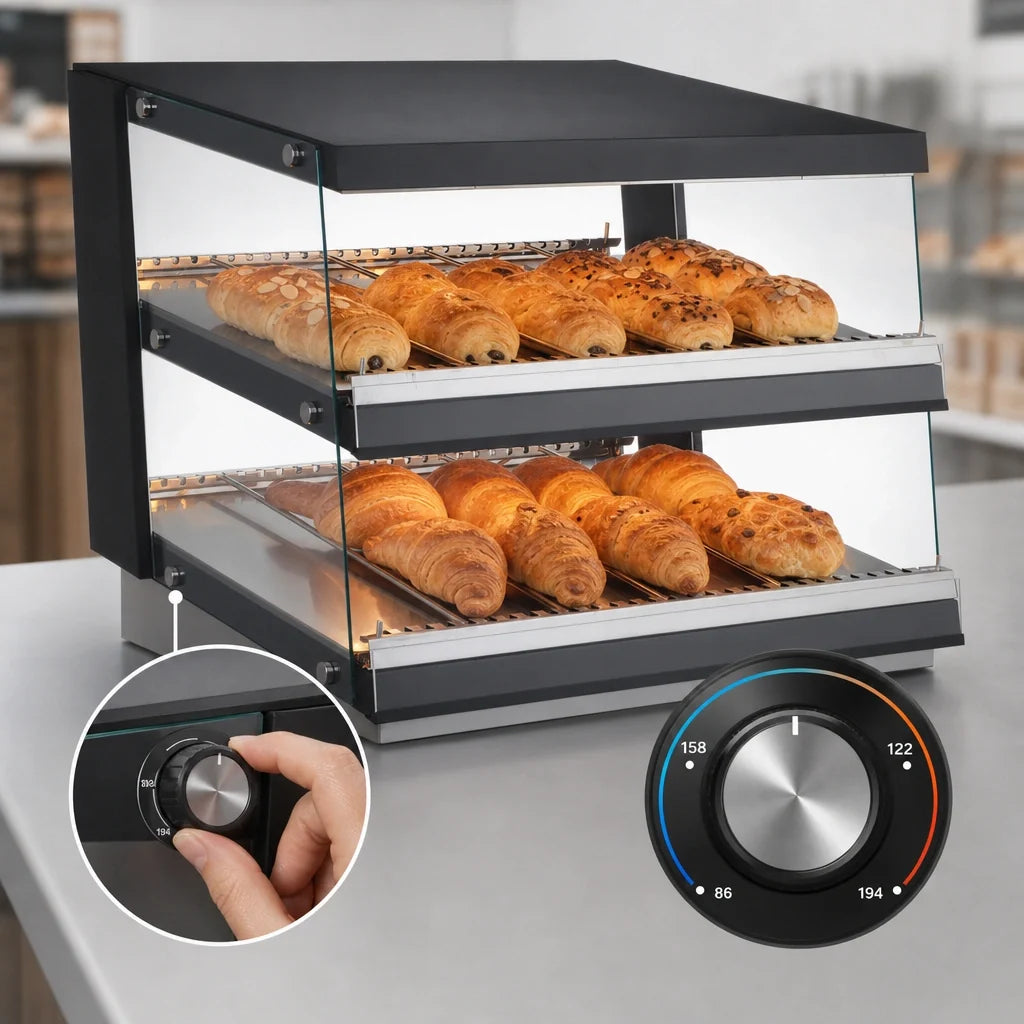 DoughXpress Heated Food Display — 31.5″, 2 Shelves