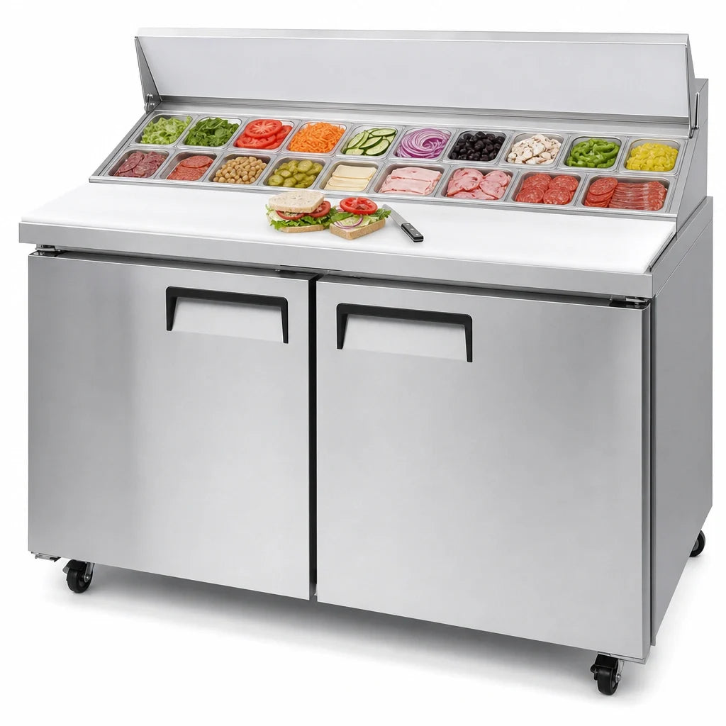 Atosa Sandwich Prep Refrigerator — 60.2″, 24 Pans