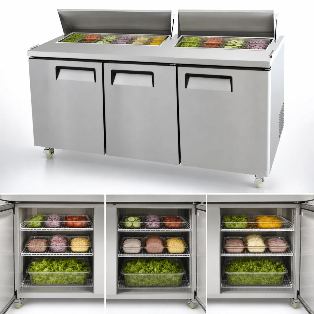 Atosa Sandwich Prep Refrigerator — 72.7″, 30 Pans