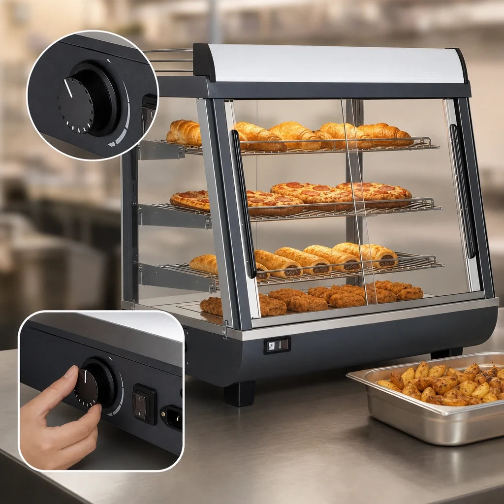 DoughXpress Heated Food Display — 27″, 3 Shelves