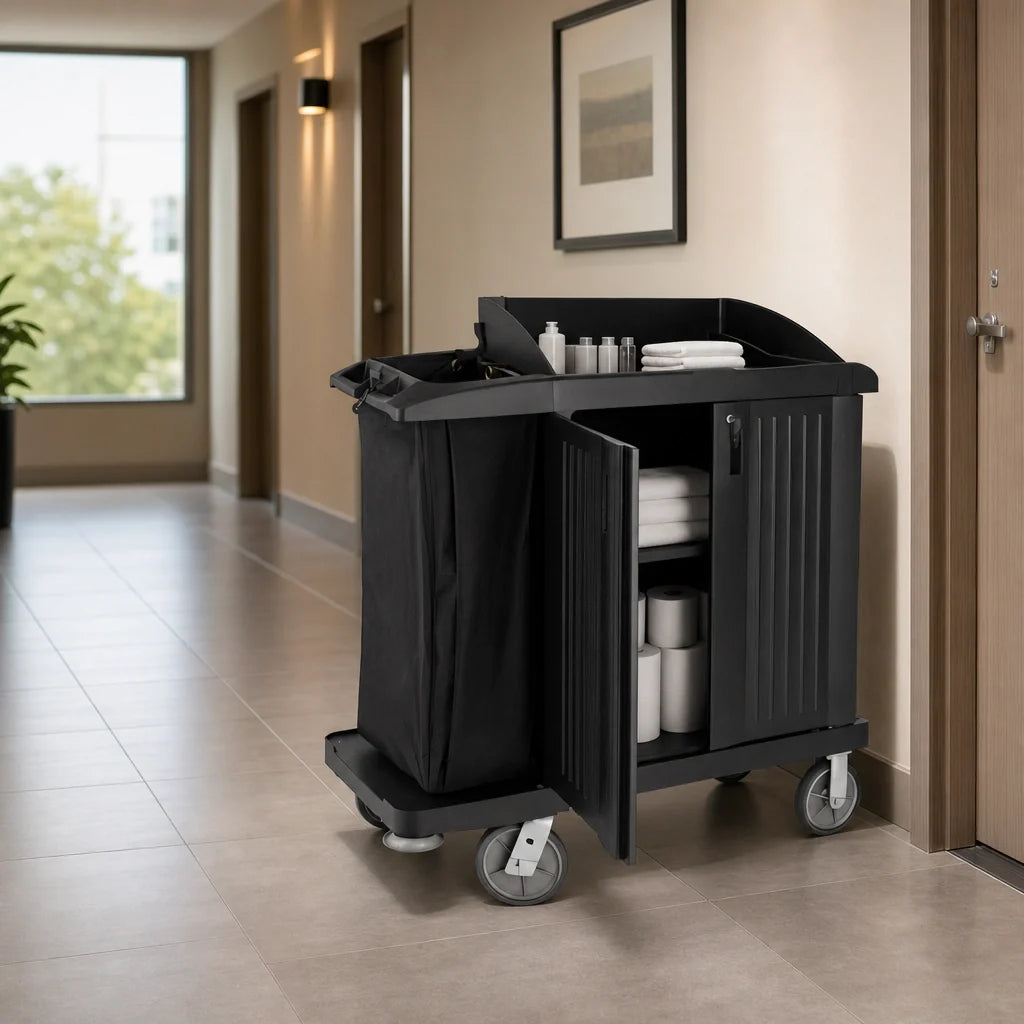 Rubbermaid Xtra Housekeeping Cart — Compact, With Doors
