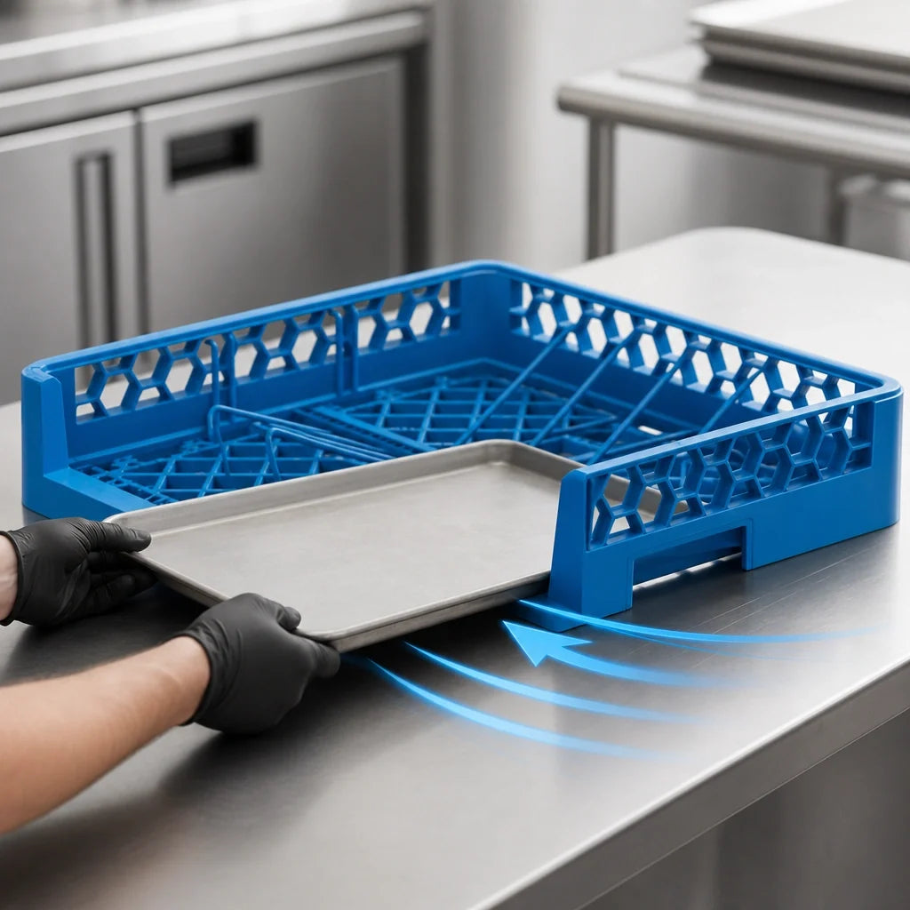 OptiClean Dishwasher Sheet Pan Rack — Blue, Set of 3