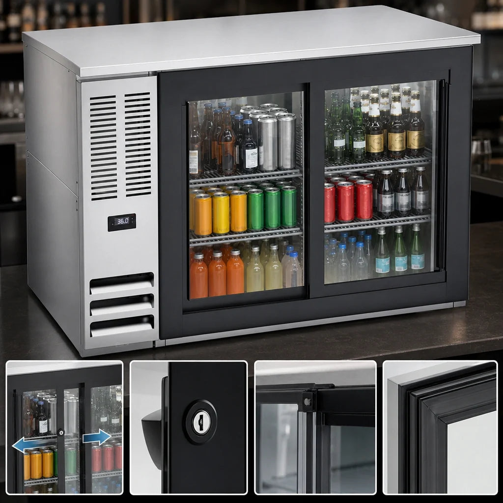 Beverage-Air Back Bar Refrigerator — 48″, Sliding Glass Doors, Stainless
