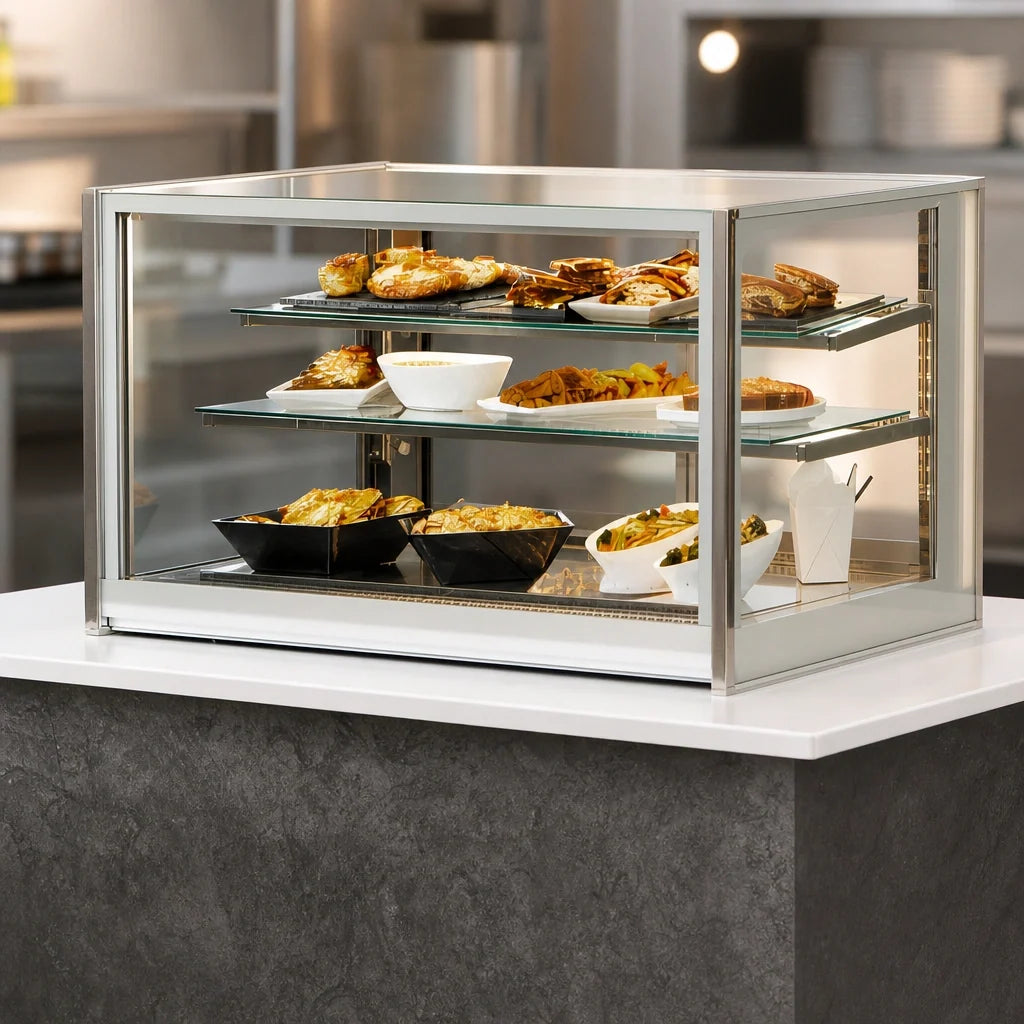 Federal Industries Italian Glass Series 36-Inch Heated Drop-In Counter Display Case with Tempered Glass