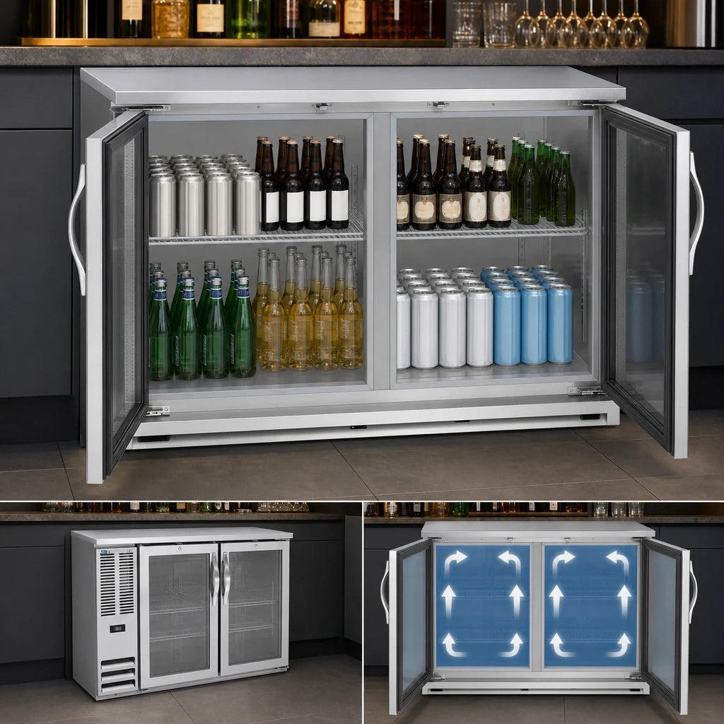 Beverage-Air Back Bar Refrigerator — 48″, Glass Doors, Stainless