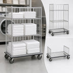 Metro Rolling Linen Cart — Chrome, 60″ × 24″