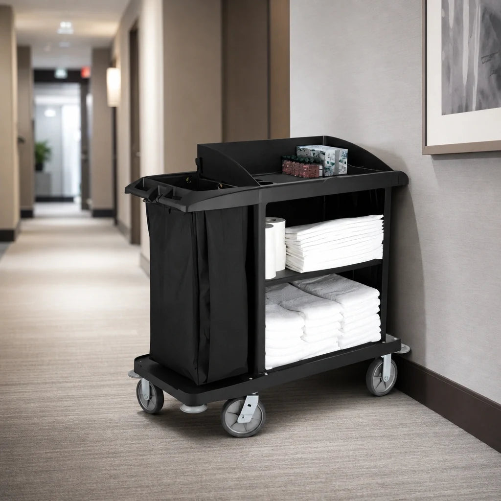 Rubbermaid Xtra Housekeeping Cart — Compact, Black