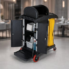 Rubbermaid Hygen Housekeeping Cart — Locking Cabinet & Hood