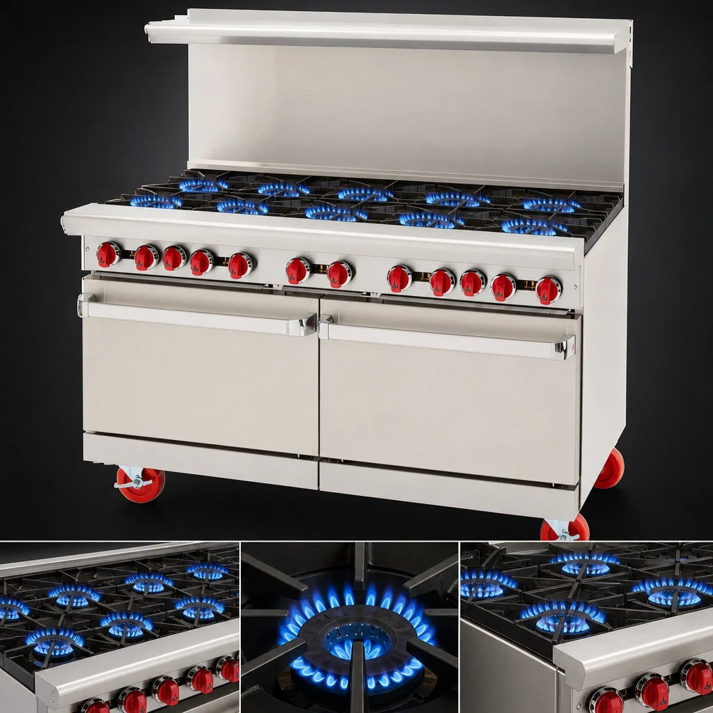 American Range Gas Range — 60″, 10 Burners & 2 Ovens