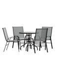 Round Patio Table & 4 Chairs — 31.5″, Gray