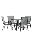Round Patio Table & 4 Chairs — 31.5″, Gray