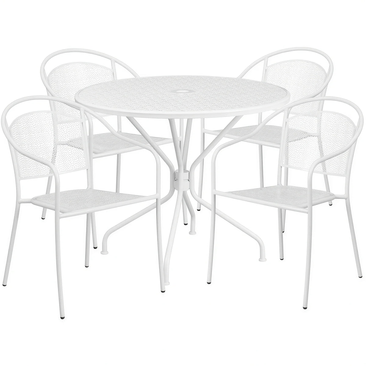 Round Patio Table & 4 Chairs — White (CO-35RD-03CHR4-WH)