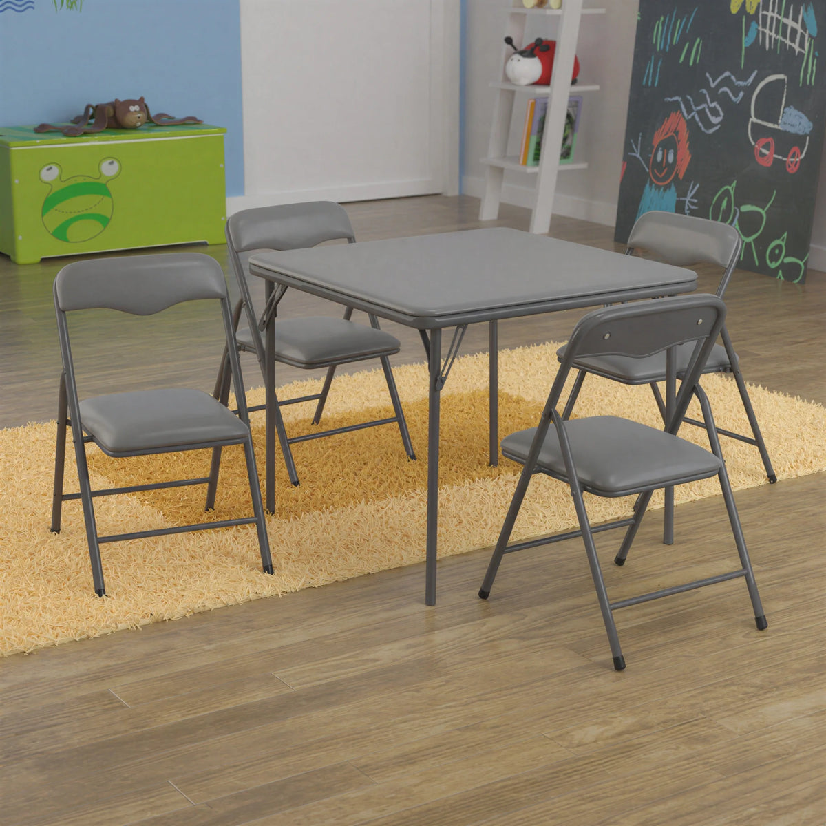 Square Folding Table & 4 Chairs — 24″, Gray