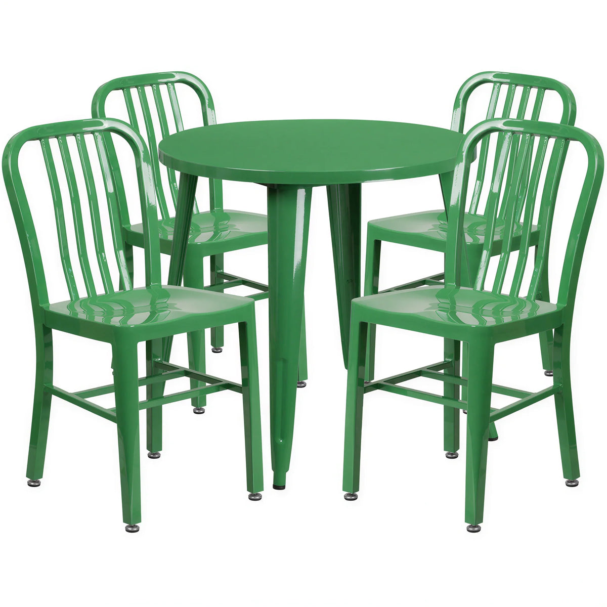 Round Dining Table & 4 Chairs — 30″, Green