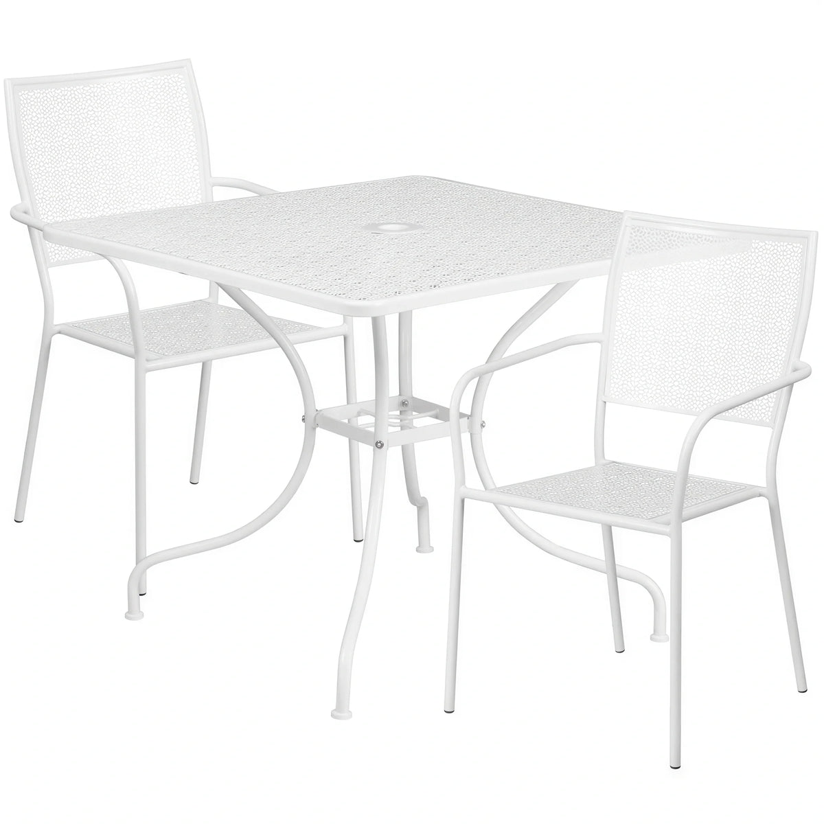 Square Patio Table & 2 Chairs — 35-1/2″, White