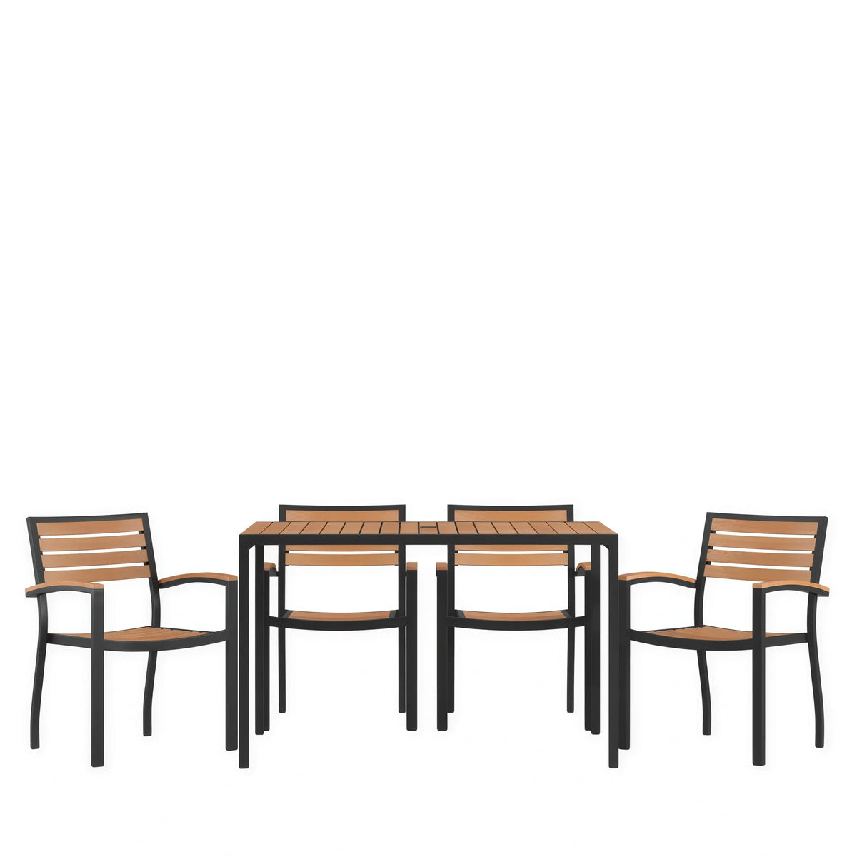 Rectangular Patio Table & 4 Chairs — With Umbrella (XU-DG-304860064)