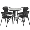 Round Dining Table & 4 Chairs — 28″, Black