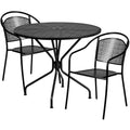 Round Patio Table & 2 Chairs — Black (CO-35RD-03CHR2-BK)
