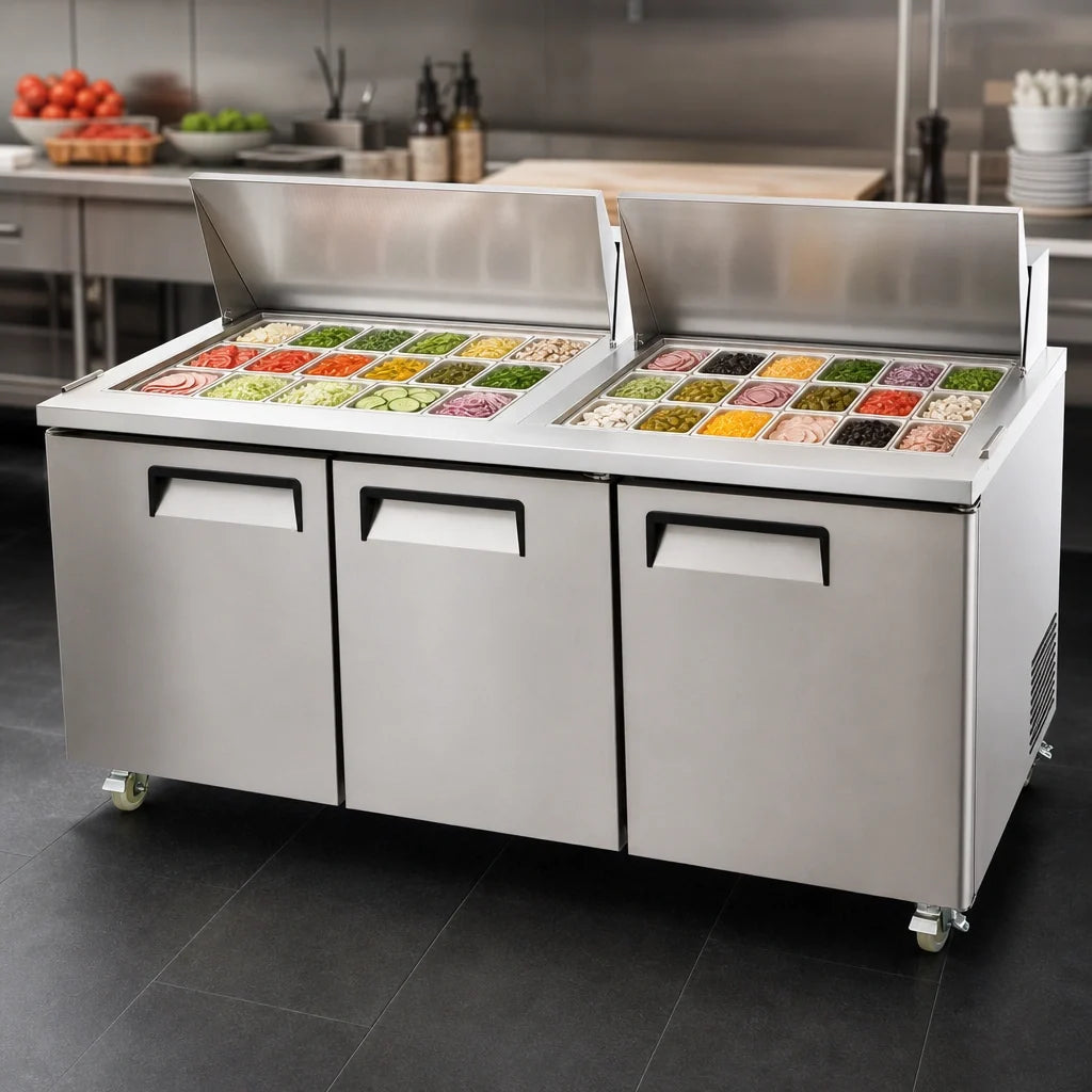 Atosa Sandwich Prep Refrigerator — 72.7″, 30 Pans