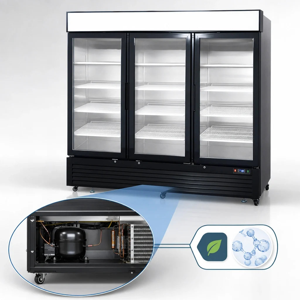 Atosa Glass-Door Display Freezer — 3 Sections, 68 Cu. Ft.