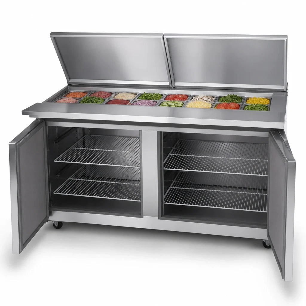 Atosa Sandwich Prep Refrigerator — 60.2″, 24 Pans