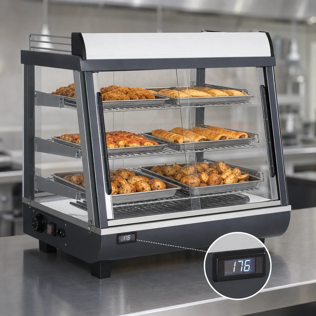 DoughXpress Heated Food Display — 27″, 3 Shelves