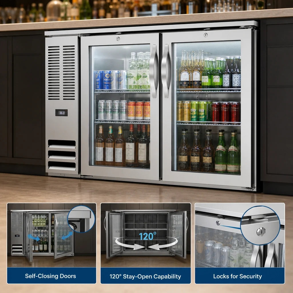 Beverage-Air Back Bar Refrigerator — 48″, Glass Doors, Stainless
