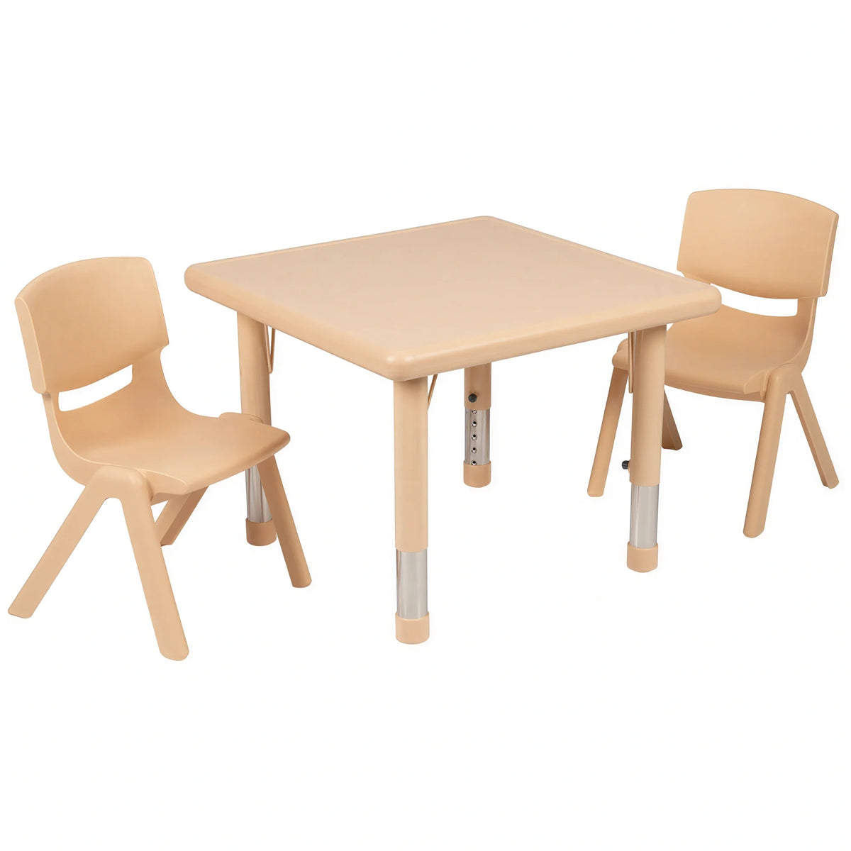 Square Activity Table & 2 Chairs — 24″ (YU-YCX-0023-2-SQR-TBL-NAT-R)