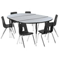 Oval Activity Table & 6 Chairs — Gray/Black (XU-GRP-18CH-A3048CON-48-GY-T-A)