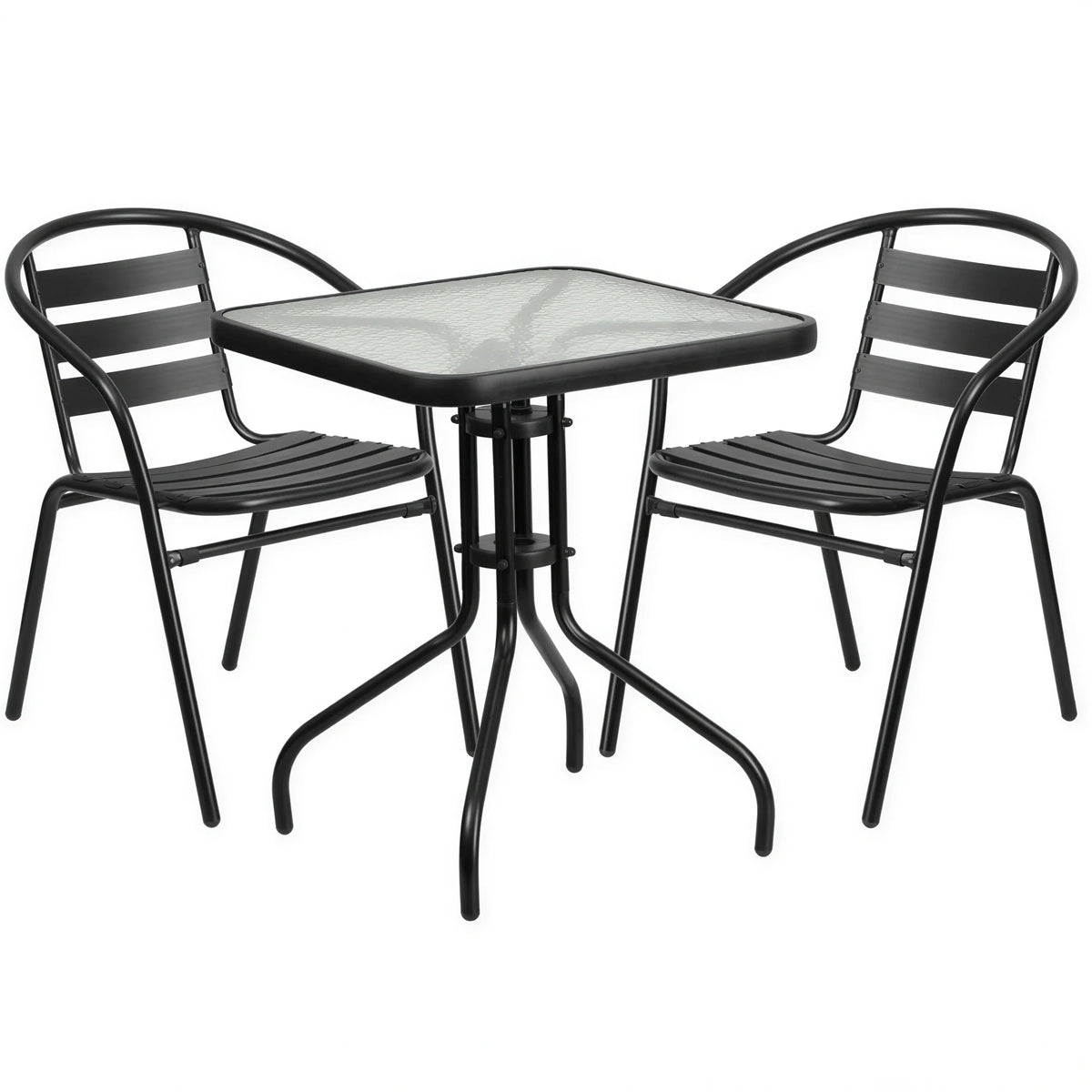 Square Dining Table & 2 Chairs — 28″, Black
