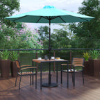 Square Patio Table & 2 Chairs — With Umbrella