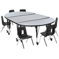 Oval Activity Table & 6 Chairs (XU-GRP-14CH-A3048CON-48-GY-T-P-CAS)