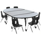 Oval Activity Table & 6 Chairs (XU-GRP-14CH-A3048CON-48-GY-T-P-CAS)