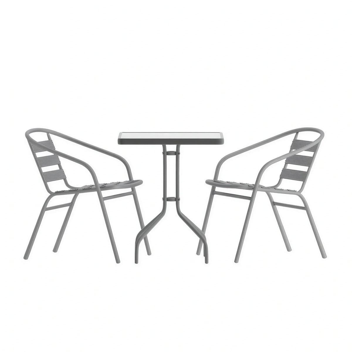 Square Dining Table & 4 Chairs — Silver (TLH-0731SQ-017CSV2)