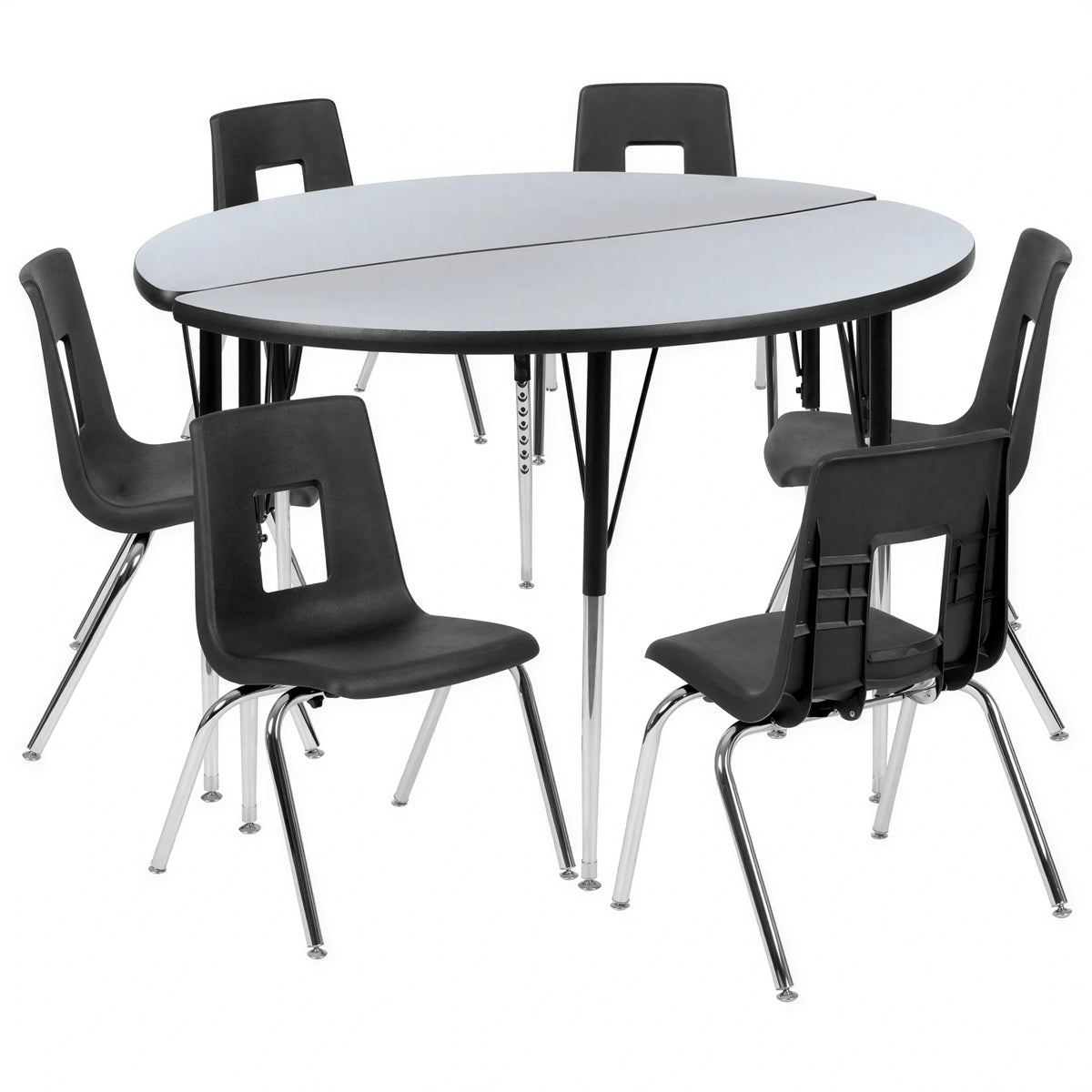 Round Activity Table & 6 Chairs — 48″ (XU-GRP-18CH-A48-HCIRC-GY-T-A)