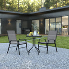 Round Patio Table & 2 Chairs — 23.75″, Gray