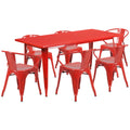 Rectangular Dining Table & 6 Chairs — 31-1/2″, Red