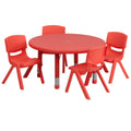 Round Activity Table & 4 Chairs — 33″, Red