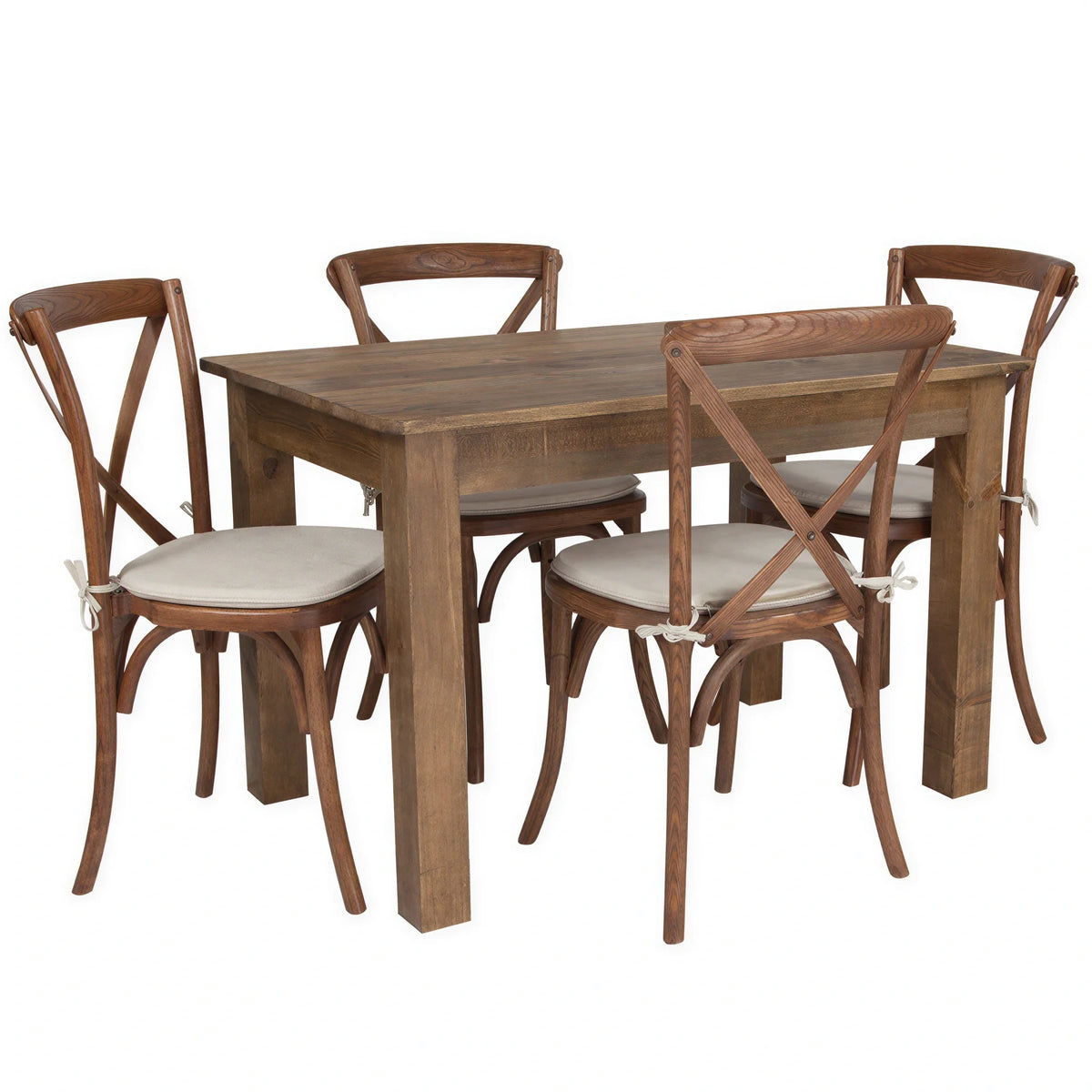 Rectangular Farm Table & 4 Chairs — 46″