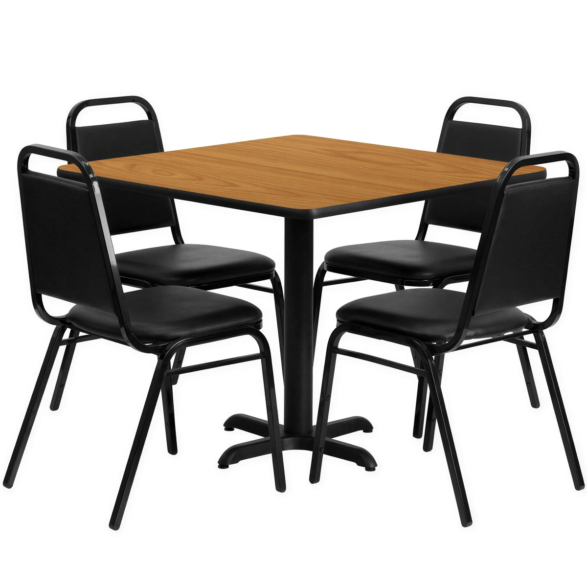Square Dining Table & 4 Chairs — 36″, Natural/Black (HDBF1011)
