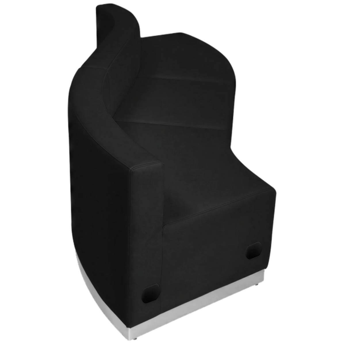 Alon Modular reception configuration with black LeatherSoft chairs and ottoman