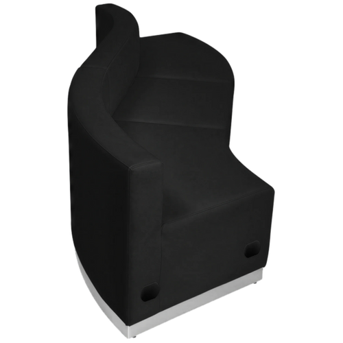 Alon Modular reception configuration with black LeatherSoft chairs and ottoman