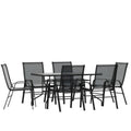 Patio Table & 6 Chairs — 55″, Black (TLH-089REC-303CBK6)