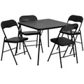 Square Folding Table & 4 Chairs — 33-1/2″, Black