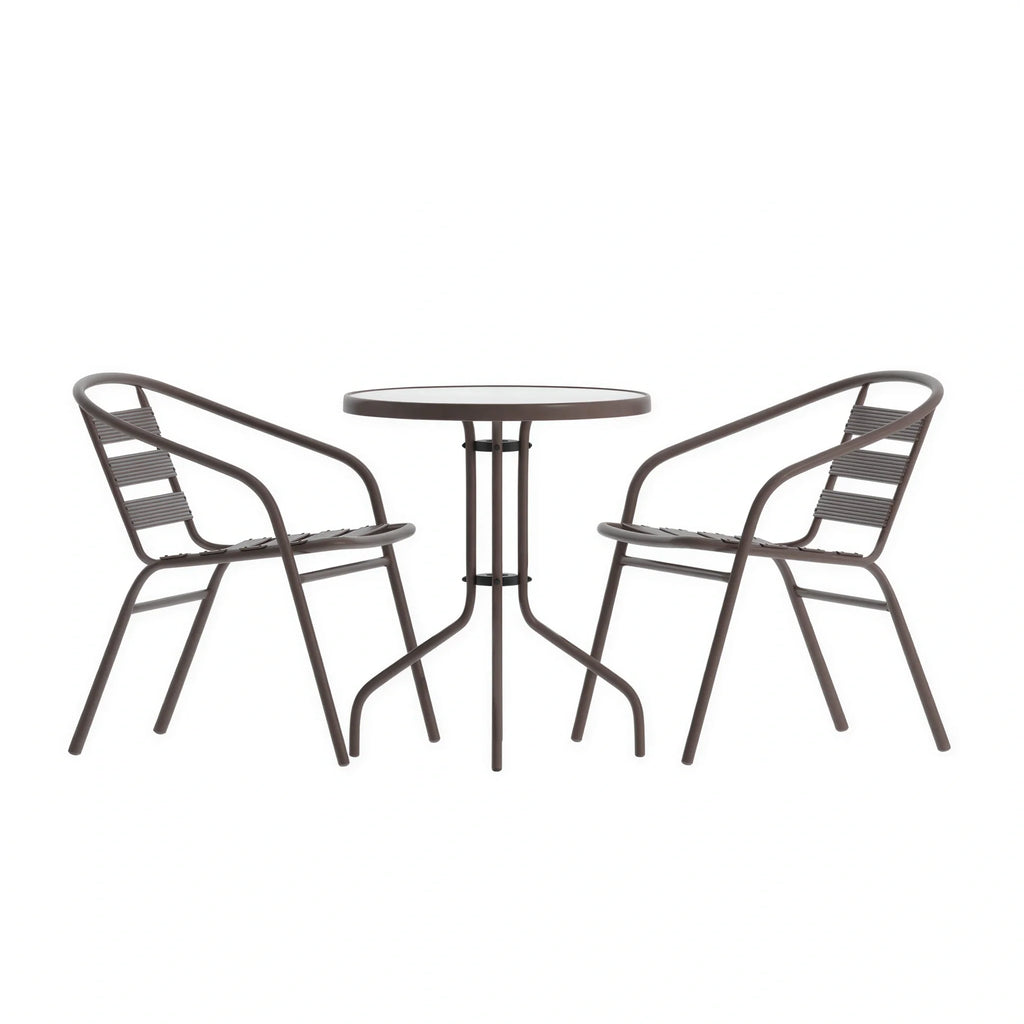 Round Dining Table & 2 Chairs — Bronze (TLH-071RD-017CBZ2)