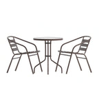 Round Dining Table & 2 Chairs — Bronze (TLH-071RD-017CBZ2)