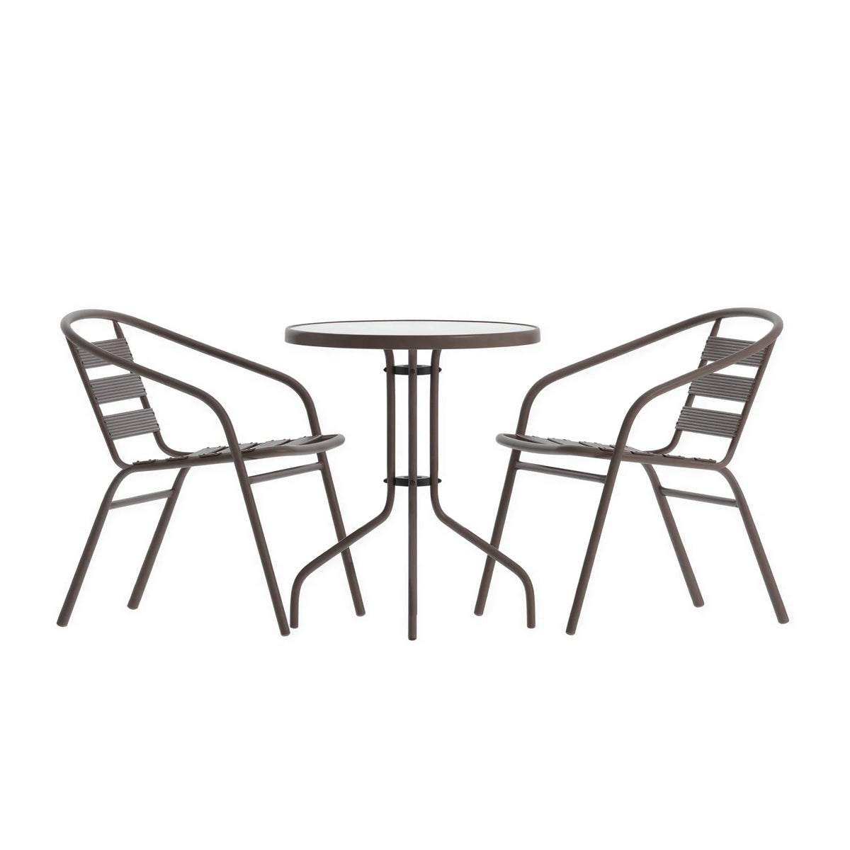 Round Dining Table & 2 Chairs — Bronze (TLH-071RD-017CBZ2)