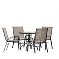 Round Patio Table & 4 Chairs — 31.5″, Brown