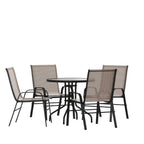Round Patio Table & 4 Chairs — 31.5″, Brown